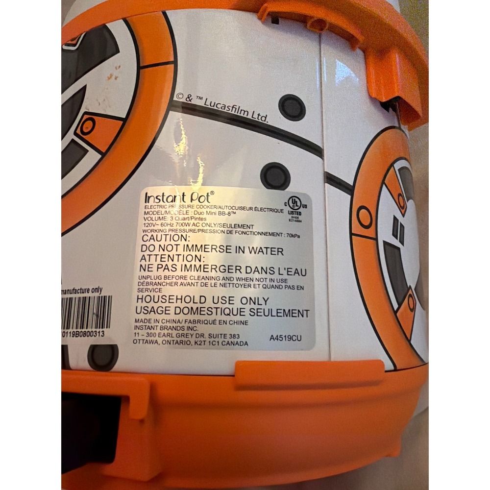Instant Pot Duo Mini 3 Qt Star Wars BB-8 Pressure Cooker 7-in-1 Multi-Cooker